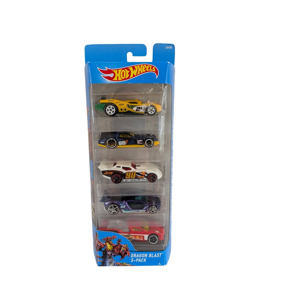 Hot Wheels Dragon Blast 5-Pack DVF90 Die-Cast Cars Collector Set New